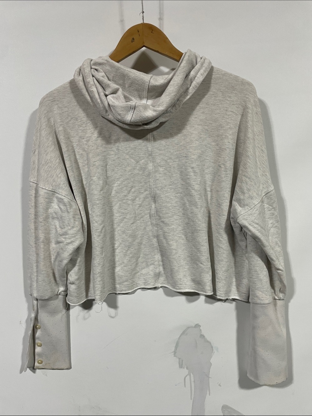 Nike Light Gray Cropped Hoodie with Sheer Sleeve Panels - Picture 3 of 3